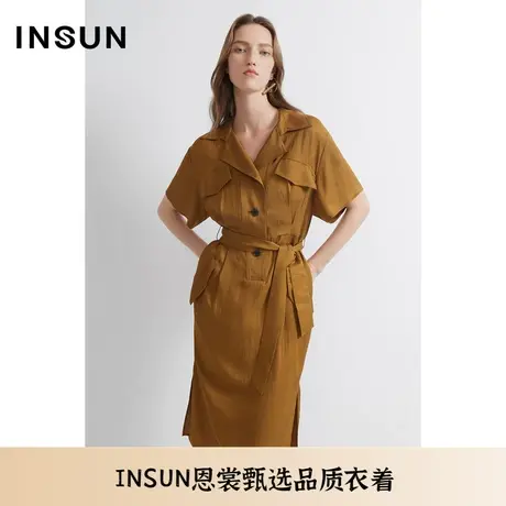 INSUN恩裳夏季醋酸垂感流行工装风连衣裙图片