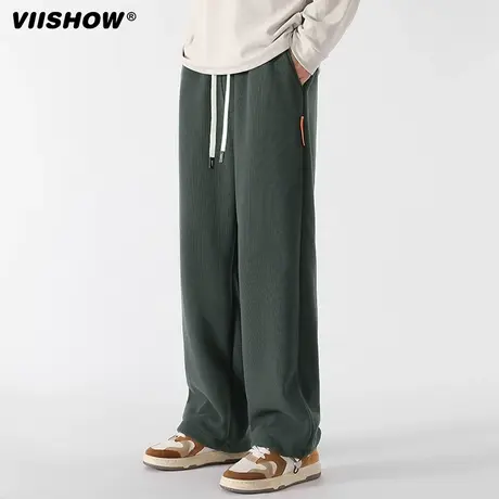 VIISHOW华夫格运动裤男重磅春秋新款直筒宽松休闲长裤潮流卫裤男商品大图