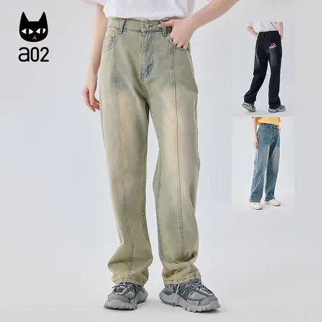 a02【城市步行】2024春季新款宽松直筒牛仔裤女牛仔裤高腰裤子商品大图