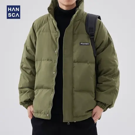 hansca白鸭绒立领羽绒服男冬季新款日系工装加厚保暖棉衣宽松外套图片