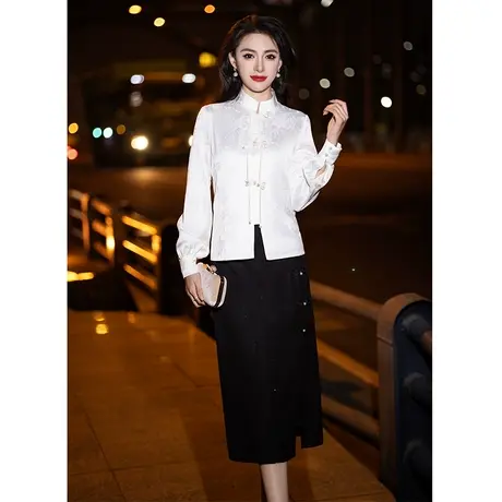 新中式妈妈装汉服唐装平时可穿国风套装宽松中老年日常高档春季女商品大图