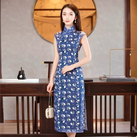 筠雅旗袍年轻款少女小香风法式连衣裙开叉复古慵懒风气质修身裙子图片