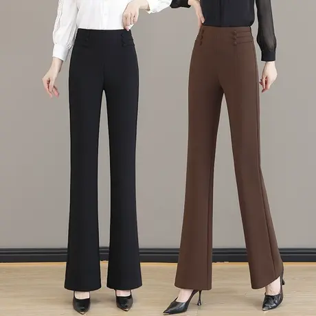 修身微喇裤女春秋网红爆款盘扣垂感马蹄裤轻熟风设计感气质西装裤商品大图