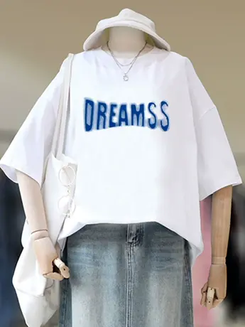 外贸大码美式复古t恤女夏短袖女小众设计感可爱甜美韩系上衣商品大图