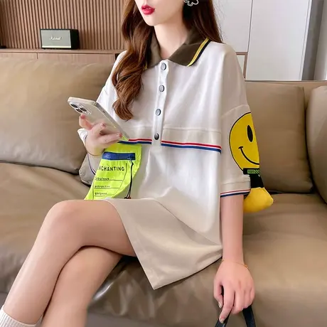 小众设计感短袖t恤女夏季韩版宽松大码女装中长款下衣失踪上衣服图片