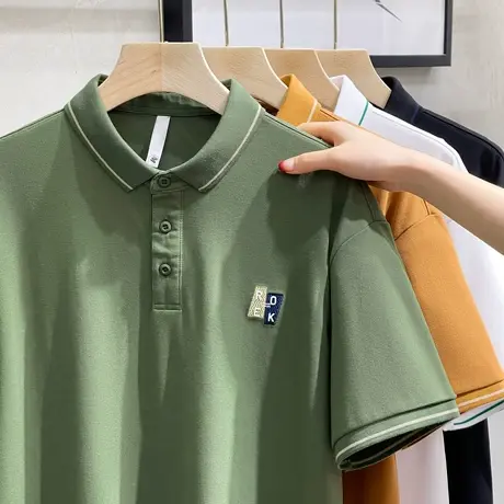 夏季翻领polo衫男短袖T恤男潮牌个性时尚潮流体恤衫男生百搭半袖商品大图