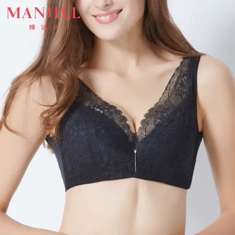 熳洁儿中大码美背背心式文胸女大胸显小聚拢胸罩薄款调整型内衣商品大图