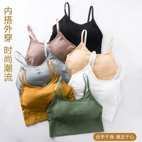 网红爆款无钢圈抹胸吊带防走光美背女学生少女内衣运动文胸裹胸薄商品大图
