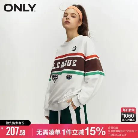 ONLY冬季宽松落肩字母印花圆领套头卫衣女|12319S019商品大图