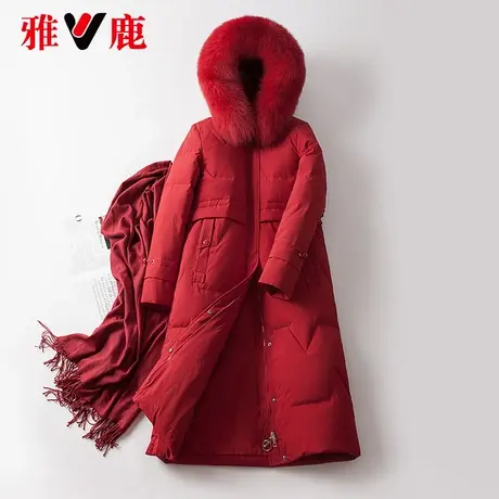 雅鹿大狐狸毛领正品羽绒服女中长款2022冬季新款宽松保暖加厚外套商品大图