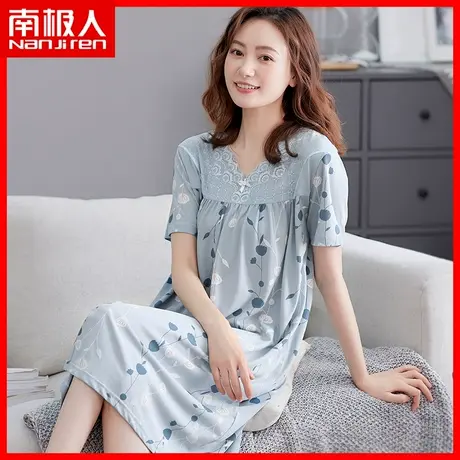 南极人夏款莫代尔睡裙女睡衣女款2023新款夏天妈妈夏季女士性感NM商品大图