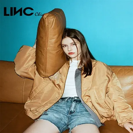 LINC金羽杰羽绒服女2023秋冬新款潮酷飞行员轻薄反季断码女款夹克商品大图