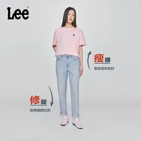 Lee凉凉裤25春夏新411舒适高腰小直脚怀旧复古浅蓝色轻薄女牛仔裤商品大图