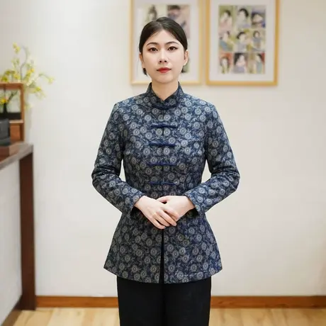 筠雅冬季新款唐装加厚旗袍小棉袄中国风年轻款夹棉保暖棉衣24J412商品大图