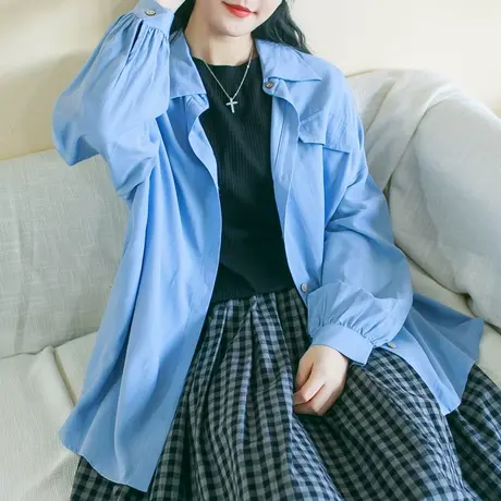 胖妹妹秋季新品天丝棉垂感衬衫大码学院风百图片