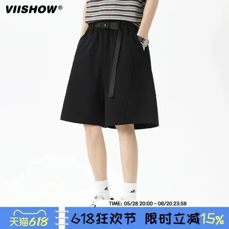 VIISHOW重磅华夫格短裤男士夏季设计款小众休闲百搭五分宽松中裤商品大图