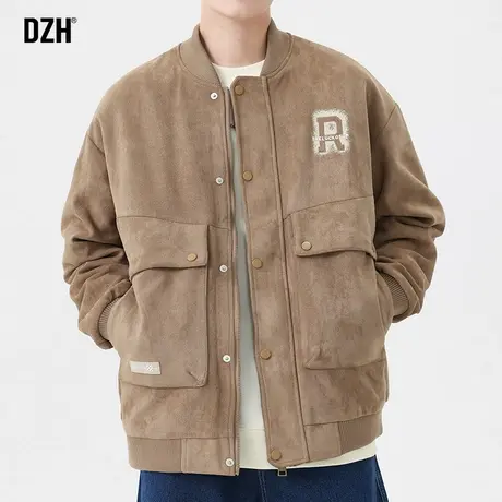 男士麂皮绒棒球服外套男春秋款潮流百搭工装教练夹克男装2023新款商品大图