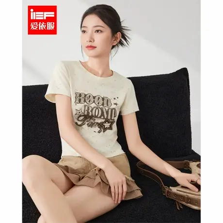 IEF/爱依服短袖上衣2025夏季新款美式潮酷个性辣妹气质百搭T恤图片