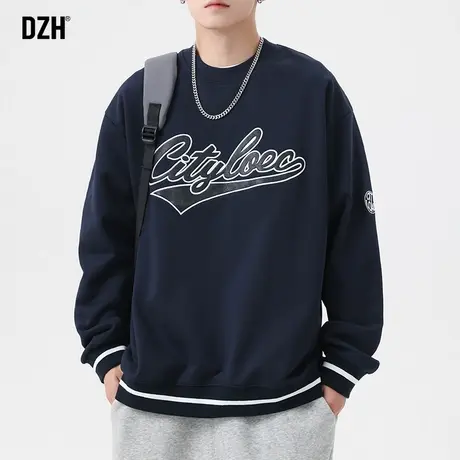 男士重磅美式卫衣男秋季宽松圆领学院风上衣情侣衣服潮牌男装外套商品大图