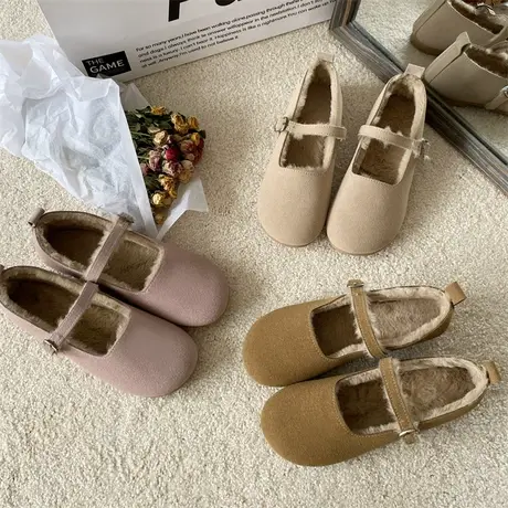 玛丽珍豆豆鞋女2023年秋季新款配裙子温柔平底浅口孕妇鞋气质女鞋商品大图