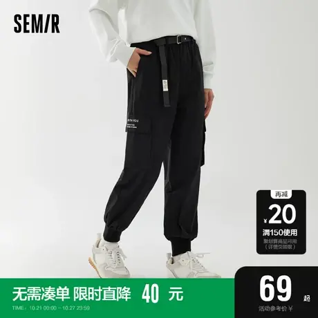 森马休闲裤女刺绣工装裤帅气春季字母宽松慢跑裤简约时尚潮酷炸街商品大图