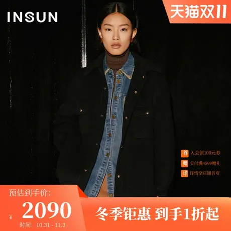 [不合格]恩裳COVER2023冬装舒适羊毛混纺圈圈绒落肩双面呢外套商品大图