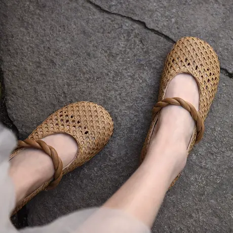 Artmu阿木原创编织包头凉鞋女夏镂空单鞋软底鞋玛丽珍鞋2023新款商品大图