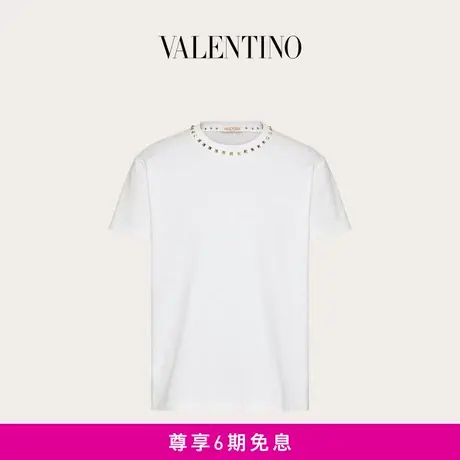 【6期免息】华伦天奴VALENTINO男士 BLACK UNTITLED 铆钉圆领T恤图片