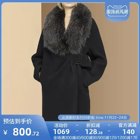 2023冬季新款女装时尚狐狸毛呢子大衣女中长款加厚保暖毛呢外套潮图片