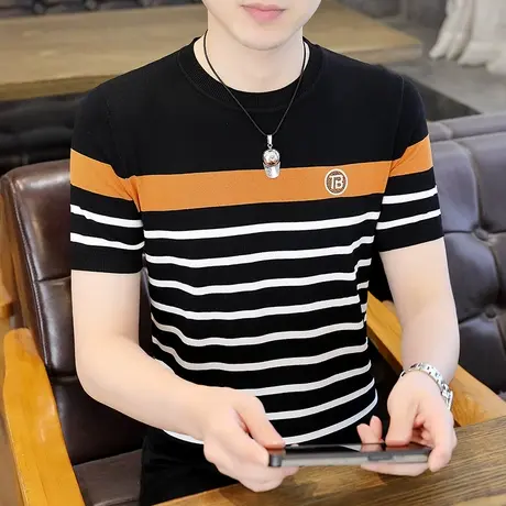 垂感冰丝短袖T恤男夏季体恤休闲衣服正品男装2023新款上衣半袖薄商品大图