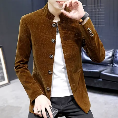 男士立领休闲春装西服青年潮流韩版帅气中山装中国风个性唐装西装商品大图