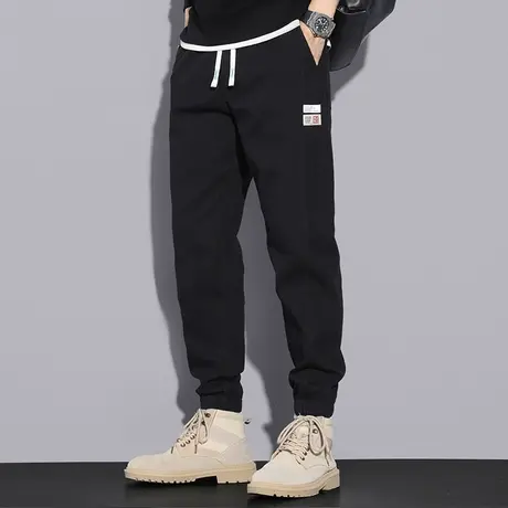 休闲长裤子男秋冬款潮流百搭黑色运动裤宽松抽绳小脚束脚九分卫裤商品大图