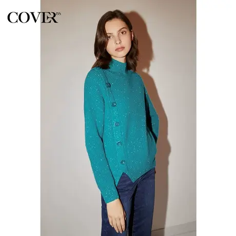 COVER冬季平纹小银豆金葱羊毛针织衫图片