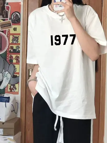 白色仿棉美式复古短袖t恤女2023新款夏季宽松情侣装半袖上衣ins潮图片