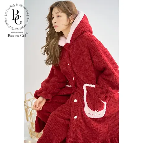 Bananagirl睡衣女冬珊瑚绒长款加厚保暖2021年新款浴袍可爱套装女商品大图