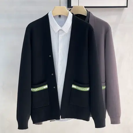 2023秋季开衫男针织衫宽松韩版潮流休闲外穿毛衣男士春秋薄款外套商品大图