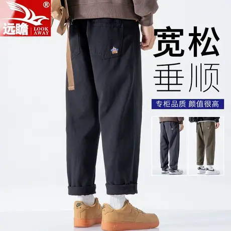 男士休闲裤春秋款宽松直筒男裤2023新款高街秋季纯棉阔腿长裤子男商品大图