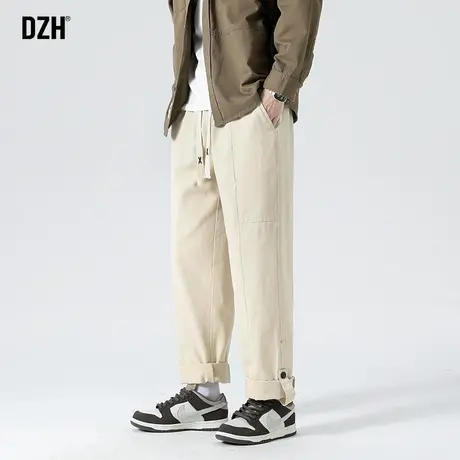 男士浅卡其休闲裤男直筒春夏2023新款日系纯棉工装裤美式高街裤子图片