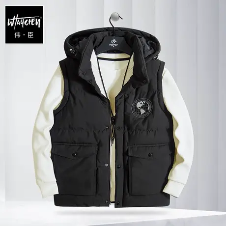 伟臣潮牌大码男装冬季加厚棉衣外套胖子加肥加大宽松肥佬棉马甲男图片