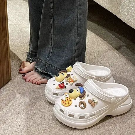 时尚松糕底洞洞鞋女厚底增高防滑网红可爱沙滩包头凉拖鞋外穿夏季商品大图