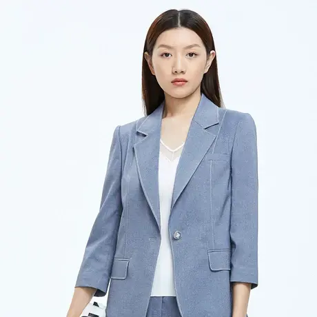 朗姿夏季简约一粒扣气质通勤女式西装外套新款西装奥莱图片
