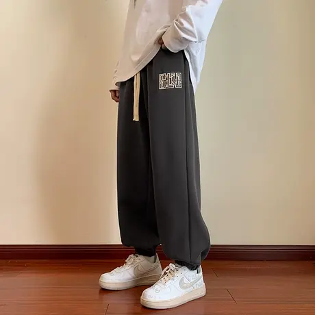 垂感坠感运动卫裤男士束脚宽松紧腰休闲长裤子秋季男裤秋冬款潮牌商品大图