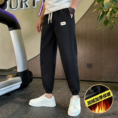 加绒卫裤男冬款潮牌个性潮流束脚休闲裤青年宽松加厚哈伦运动男裤商品大图