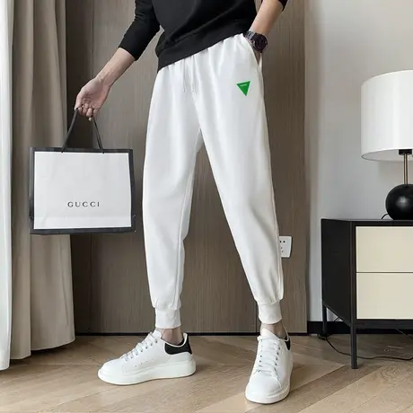 冬季男士运动裤裤子纯色潮牌华夫格学生加绒休闲潮流束脚加厚卫裤商品大图