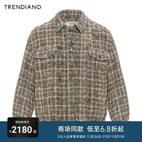TRENDIANO氛围感小香风呢外套2024年春季新款时尚翻领毛呢上衣潮商品大图