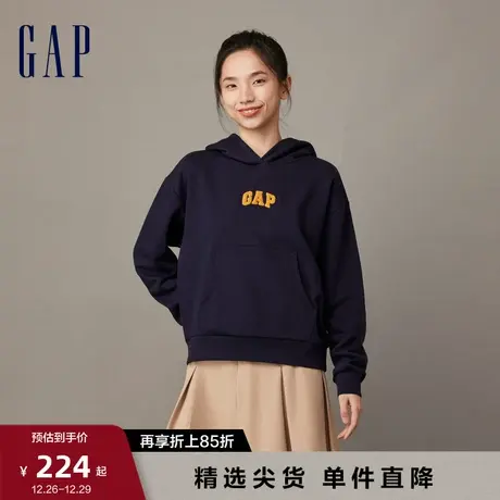 Gap女装冬季新款LOGO宽松时尚抓绒保暖卫衣休闲慵懒连帽衫889795图片