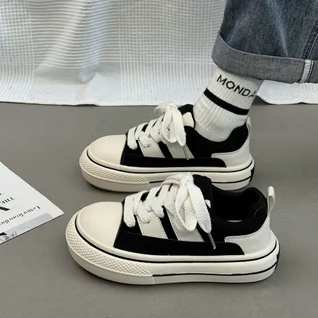 网红超火帆布鞋女2024新款爆款春秋季运动休闲板鞋厚底百搭小白鞋商品大图