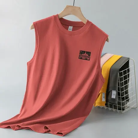 纯棉背心男士健身夏季跨栏砍袖篮球全棉无袖t恤运动坎肩宽松汗衫商品大图