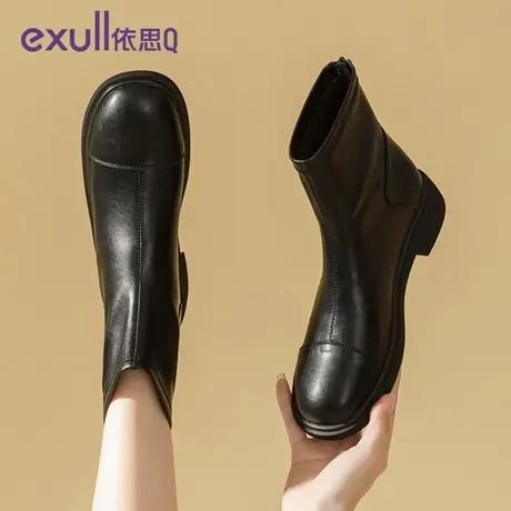 依思Q显瘦时尚短靴女2023新款加绒保暖靴秋冬百搭女靴子商品大图