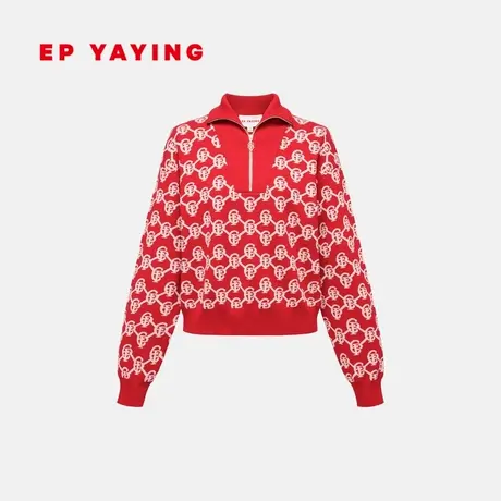 EP YAYING雅莹女装 提花宽松绵羊毛针织卫衣 2023秋冬新款9509A商品大图